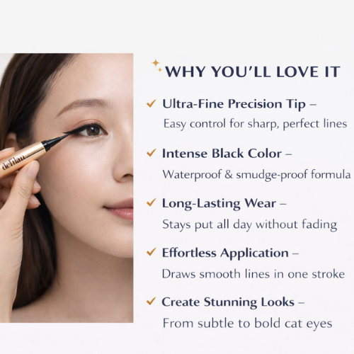 Defilan Gorgeous Colors Satin Eyeliner Liquid Pen | Long-Lasting Waterproof Eyeliner | Precision Black Finish