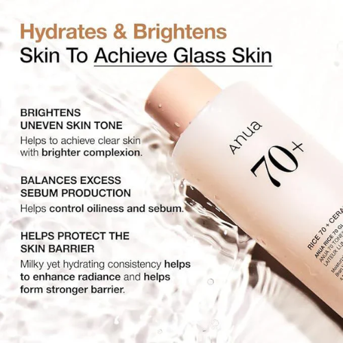 Anua Rice 70 Glow Milky Toner | Korean Brightening Toner with Rice Extract