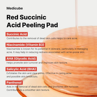 Medicube Red Succinic Acid Panthenol Facial Peeling Pads - 155g