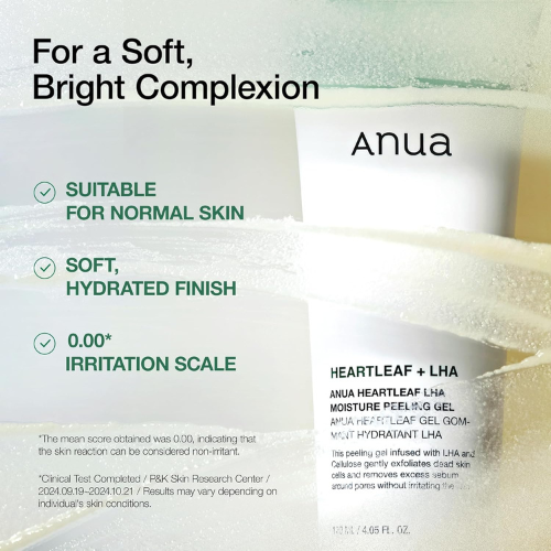 ANUA Heartleaf LHA Moisture Peeling Gel 120ml | Korean Gentle Exfoliating Gel