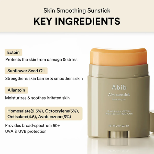 Abib Airy Sunstick SPF50+ Semi-Matte | Korean Sunscreen Stick