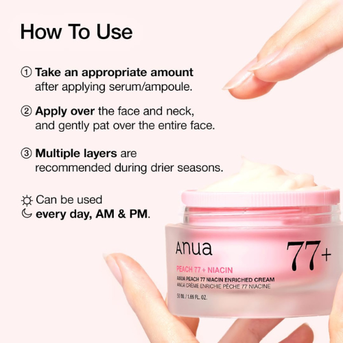 Anua Peach 77% Niacin Enriched Cream 50ml | Brightening India