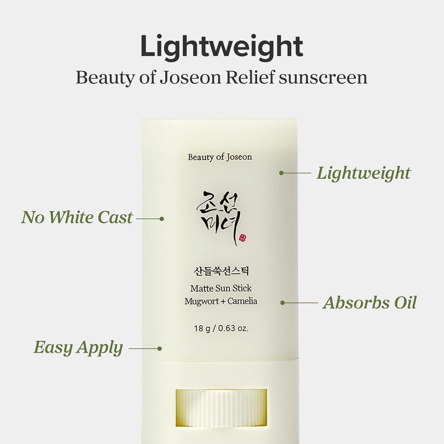 Beauty of Joseon Matte Sun Stick: Mugwort + Camellia (18g) – SPF 50 PA++++