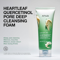 Anua Heartleaf Quercetinol Pore Deep Cleansing Foam, Facial Cleanser, for Double Cleansing, BHA, Hyaluronic Acid, Glycerin, Face Wash, Blackhead Remover, Korean Skincare (150ml)