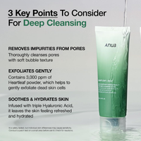 Anua Heartleaf Quercetinol Pore Deep Cleansing Foam, Facial Cleanser, for Double Cleansing, BHA, Hyaluronic Acid, Glycerin, Face Wash, Blackhead Remover, Korean Skincare (150ml)