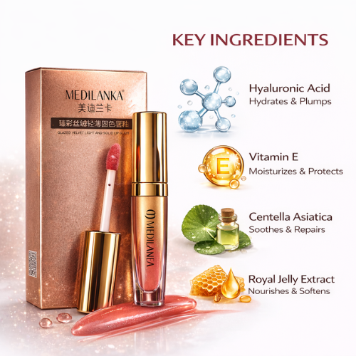 MEDILANKA Lip Glaze | High-Shine Long-Lasting Lip Gloss | Lightweight & Non-Sticky Finish