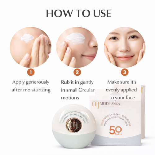 MEIDILANKA Whitening Isolate Sunscreen SPF 50+ PA+++ | Broad Spectrum UV Protection | Lightweight Daily Sun Cream