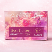 SADOER Rose Flower Gold Foil Soap | 24K Gold Handmade Soap | Moisturizing & Fragrant Bath Soap