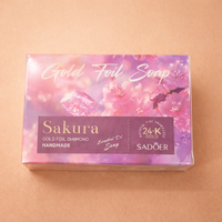 SADOER Sakura Gold Foil Soap | 24K Gold Handmade Essential Oil Soap | Floral Fragrance Bath Bar
