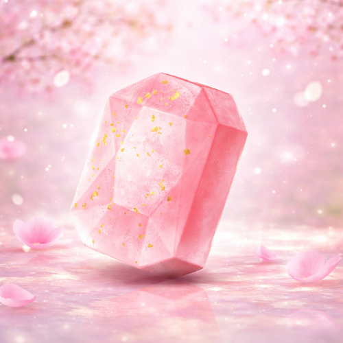 SADOER Sakura Gold Foil Soap | 24K Gold Handmade Essential Oil Soap | Floral Fragrance Bath Bar