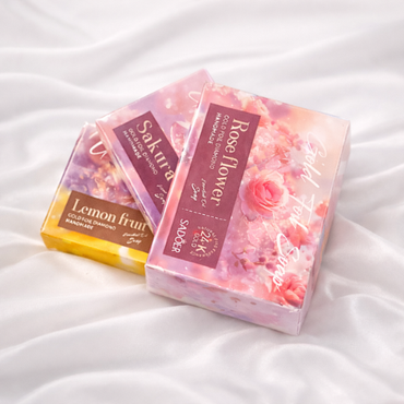 SADOER Sakura Gold Foil Soap | 24K Gold Handmade Essential Oil Soap | Floral Fragrance Bath Bar