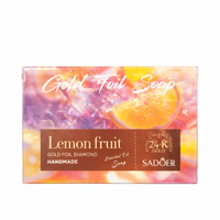 SADOER Lemon Fruit Gold Foil Soap | 24K Gold Handmade Essential Oil Soap | Refreshing Citrus Bath Bar