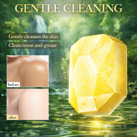 SADOER Lemon Fruit Gold Foil Soap | 24K Gold Handmade Essential Oil Soap | Refreshing Citrus Bath Bar