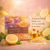 SADOER Lemon Fruit Gold Foil Soap | 24K Gold Handmade Essential Oil Soap | Refreshing Citrus Bath Bar