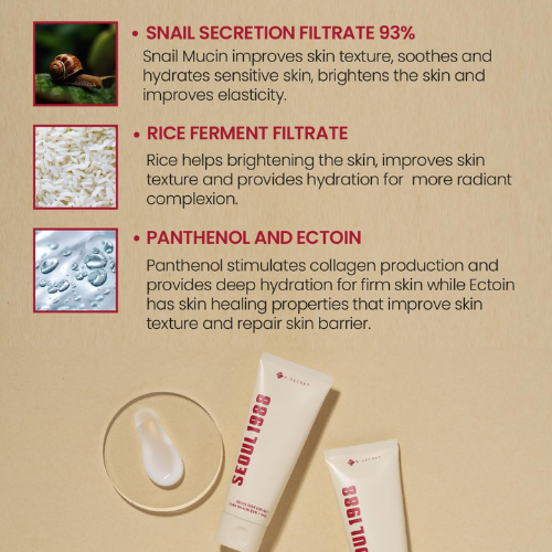 K-SECRET SEOUL 1988 Cream: Snail Mucin 97% + Rice, 100ml