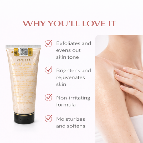 VANEKAA Glutathione Gold Body Exfoliating Cream | Whitening & Brightening Body Scrub | Smooth Radiant Skin